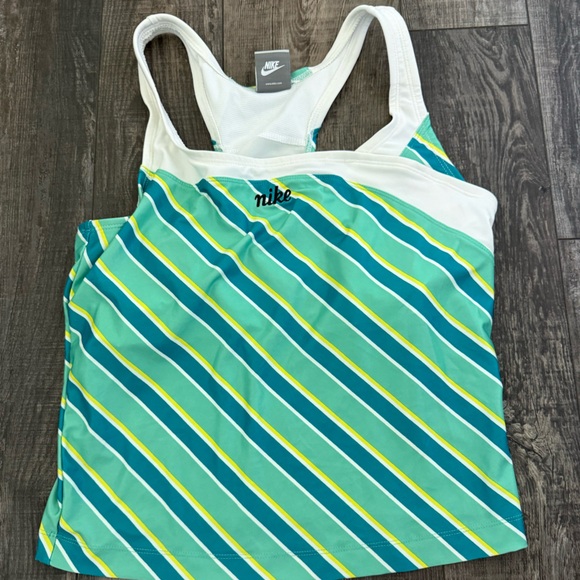 Vintage Nike Teal and Yellow Striped Tank Top - Picture 1 of 2